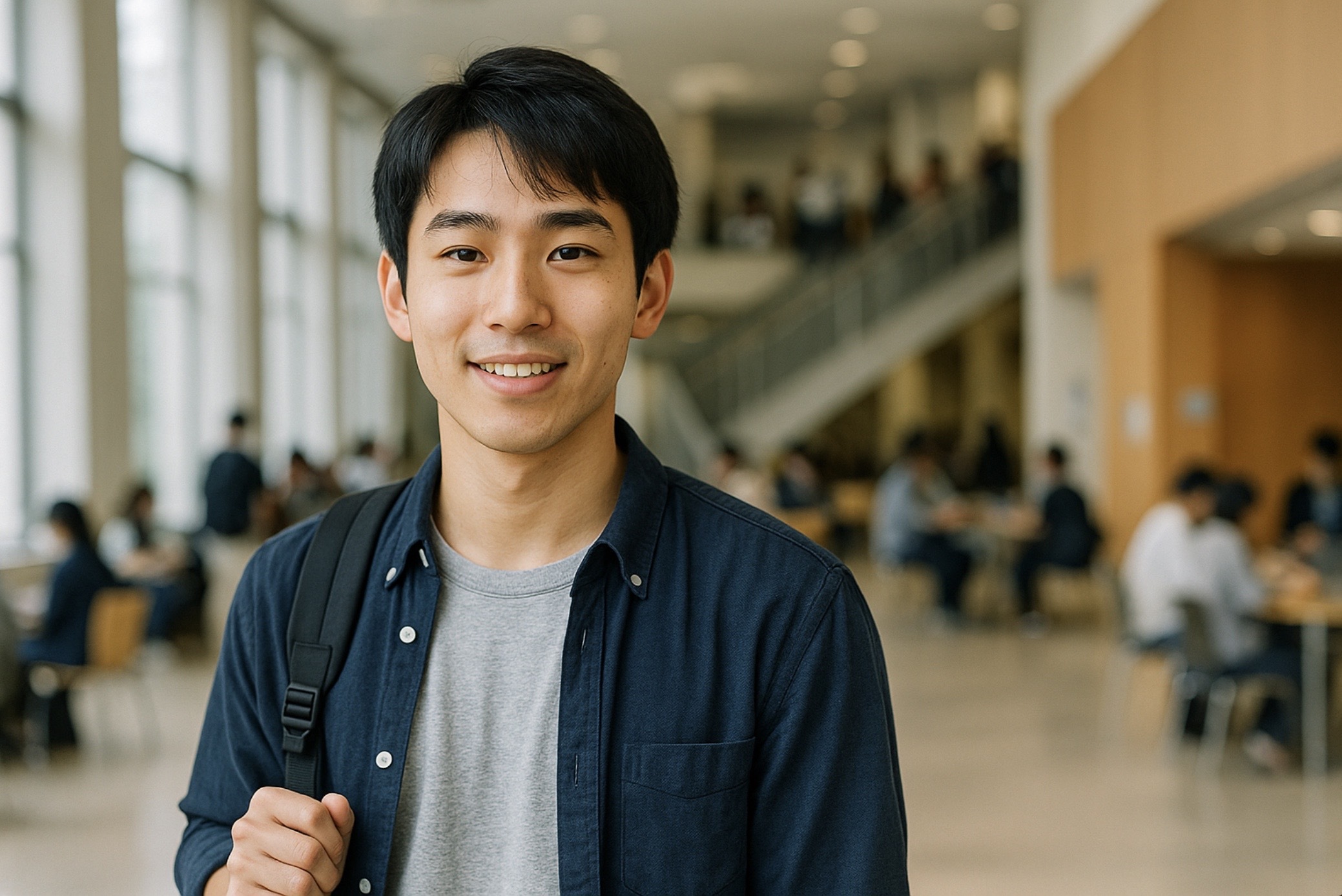 京大や旧帝一工など難関大学に通う日本人大学生講師のイメージポートレート